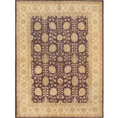 Denver Hand-Knotted Lamb's Wool Area Rug- 9' 2" x 12' 2" In Purple and Beige