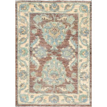 Denver Hand-Knotted Wool Area Rug- 2' 3" x 3' 1" In Brown and Beige