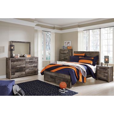 Derekson Youth Storage Bedroom Set In Multi Gray