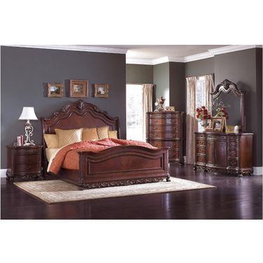 Deryn Park Cherry Sleigh Bedroom Set