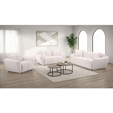 Destino Chenille Upholstered Splayed Arm Living Room Set In Greige