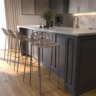 Devon Bar Stool with Powder Coated Frame and Footrest In Brown