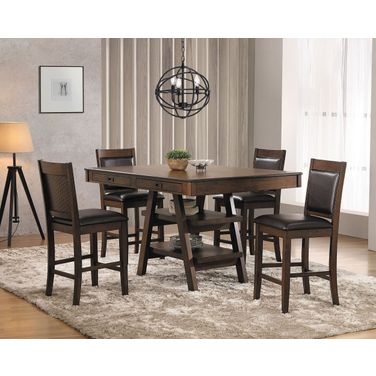 Dewey Counter Height Dining Room Set In Walnut