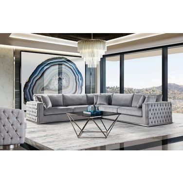 Diamond Sofa Envy Grey Velvet 3pc Sectional