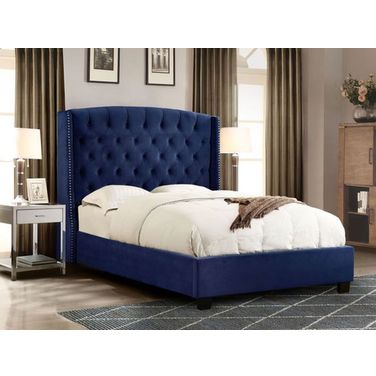 Diamond Sofa Majestic Navy Blue Fabric Queen Bed