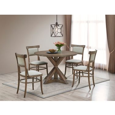 Diana Trestle Base Dining Room Set In Vintage Walnut