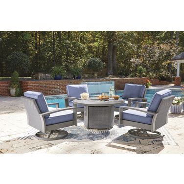 Dillon Beach Outdoor Fire Pit Table Set In Gray