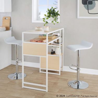 Display-Ale Bar Set with Storage Space In Natural and White