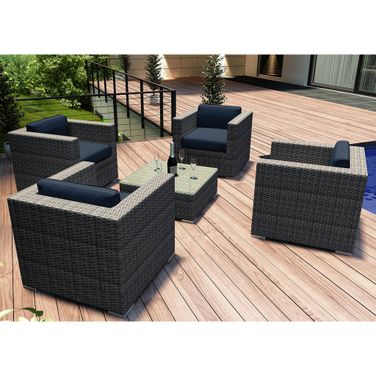District 5 Piece 4-Seat Club Chair Set In Spectrum Indigo and Slate