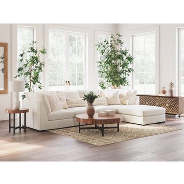 Donelson Creek 4-Piece Sectional and Ottoman In Vanilla