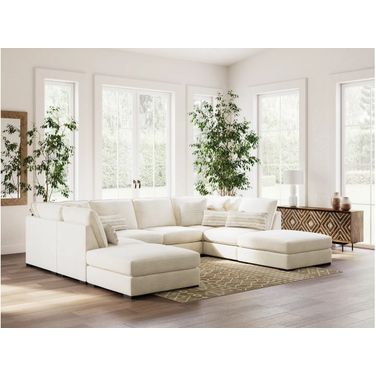 Donelson Creek 6-Piece Sectional and Ottoman In Vanilla