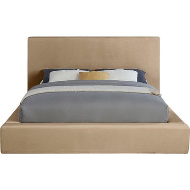 Dorian Velvet King Bed In Beige Velvet