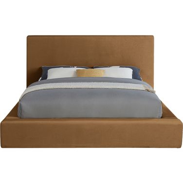 Dorian Velvet King Bed In Saddle