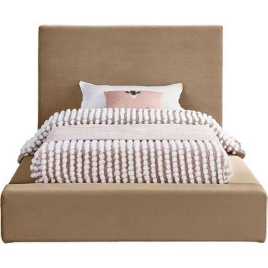 Dorian Velvet Twin Bed In Beige Velvet
