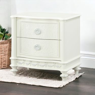 Dorothy Nightstand with 2 Drawers In Ivory