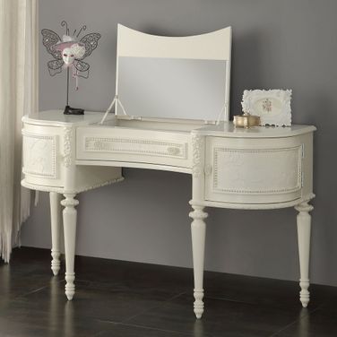 Dorothy Vanity Desk and Mirror In Ivory