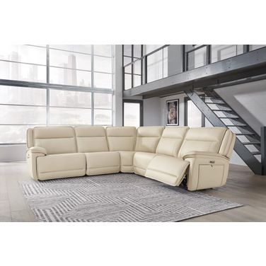 Double Deal 5-Piece Power Reclining Sectional In Almond