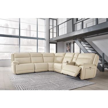 Double Deal 6-Piece Power Reclining Sectional In Almond