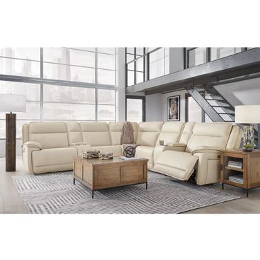 Double Deal 7-Piece Reclining Sectional with 2 Consoles In Almond