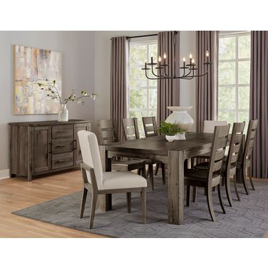 Dovetail 76 Inch Dining Room Set In Aged Grey