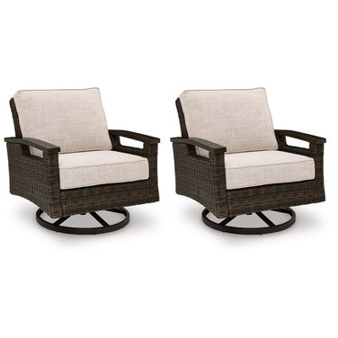 Drakes Beach Outdoor Swivel Lounge Chair Set of 2 In Dark Brown