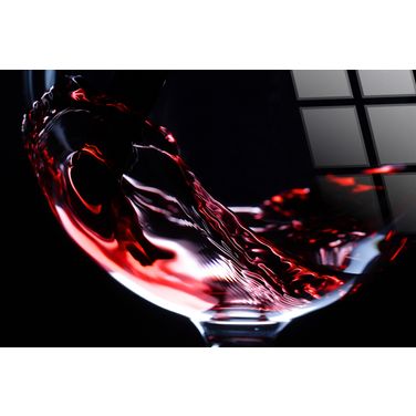 Dramatic Crimson Pour - 40" x 60" - Tempered Glass In Black and Red