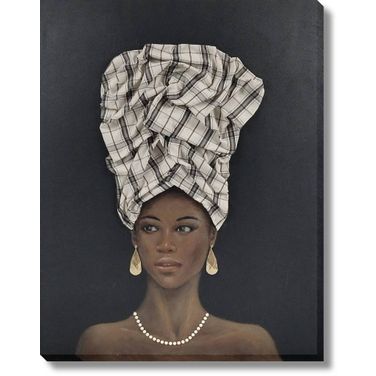Dramatic Majestic Plaid Crowned Muse Canvas Wall Art In Multi