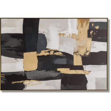 Dramatic Noir Fusion Canvas Wall Art In Gold