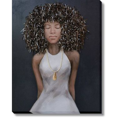 Dramatic Queenly Grace Textured Portrait Canvas Wall Art In Multi