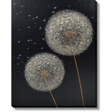 Dramatic Wish Dandelions Canvas Wall Art In Midnight