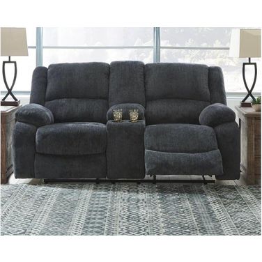 Draycoll Double Reclining Loveseat With Console In Slate