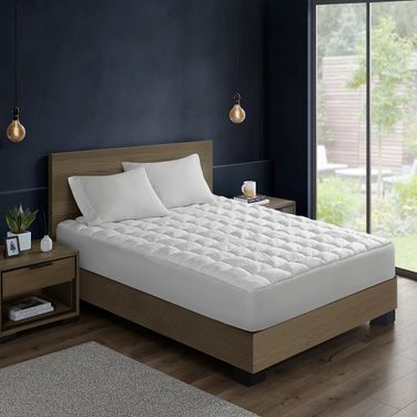 Dream Puff Overfilled Down Alternative King Mattress Pad In White