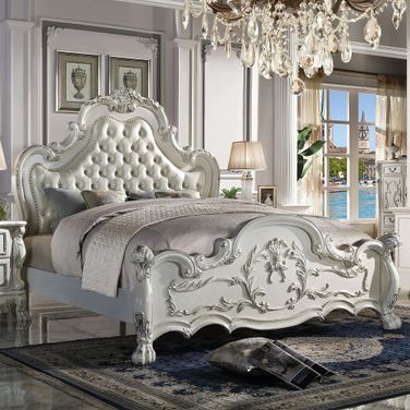 Dresden California King Bed In Pu And Bone White