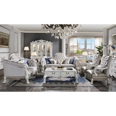 Dresden Chair with Pillow In Synthetic Leather and Bone White