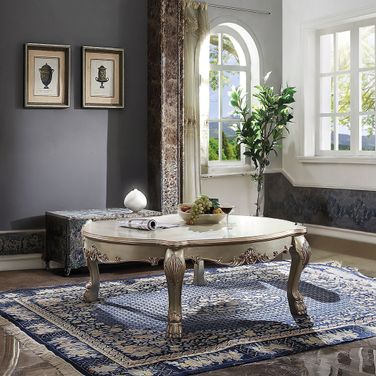 Dresden II Gold Patina and Bone Coffee Table