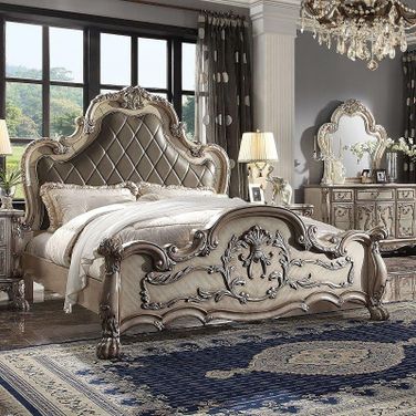 Dresden Panel Bed (Vintage Bone White) (Queen)