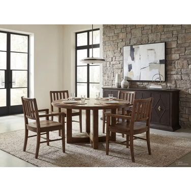 Driftwood 60 Inch Round Dining Room Set In Saddle