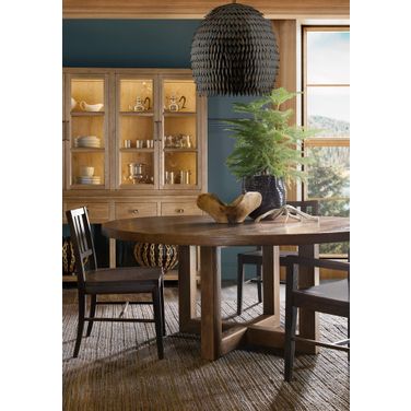 Driftwood 72 Inch Round Dining Room Set In Medium Wood