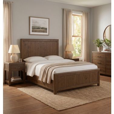 Driftwood Panel Bedroom Set In Medium Wood