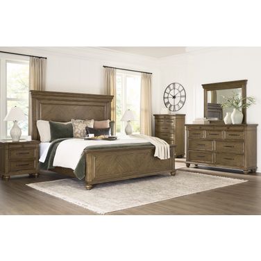 Drojan Panel Bedroom Set In Medium Brown