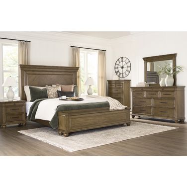 Drojan Panel Storage Bedroom Set In Medium Brown
