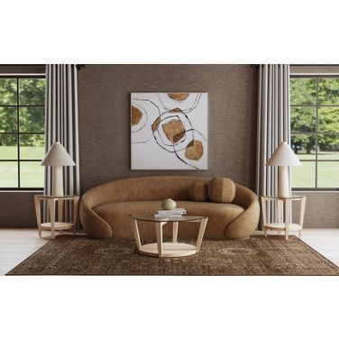 Dunes Round Occasional Table Set In Bleached Oak