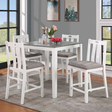 Dunseith 5 Piece Counter Height Set In White and Gray
