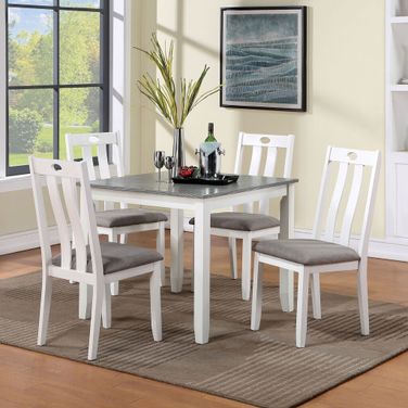 Dunseith 5 Piece Dining Set In White and Gray