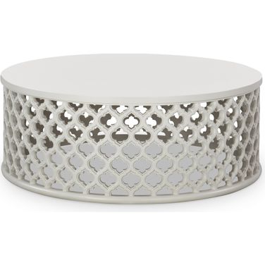 Dupre Outdoor Round Cocktail Table In White