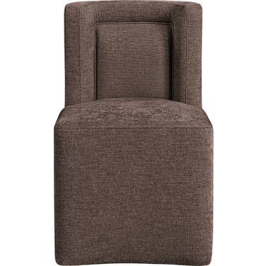 Duvina Chenille Performance Fabric Upholstered Dining Chair In Brown