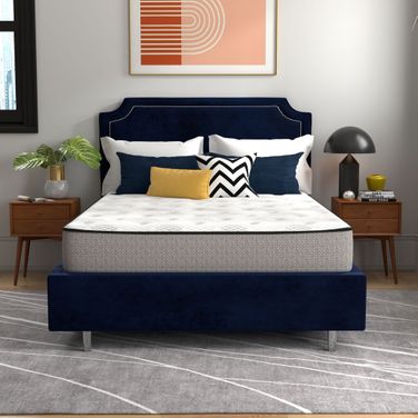 Early Bird Dual Cool 10 Inch King Medium Hybrid Mattress In White and Grey