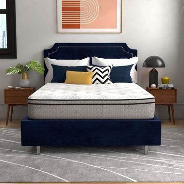 Early Bird Dual Cool 12 Inch Full Medium Hybrid Mattress In White and Grey