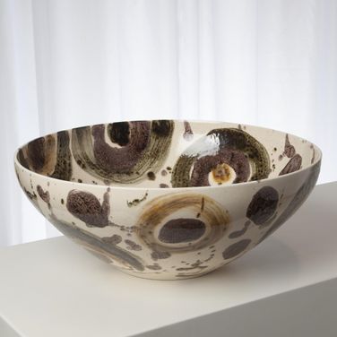 Earthtone Spots Bowl In Black