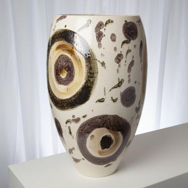 Earthtone Spots Vase In Black